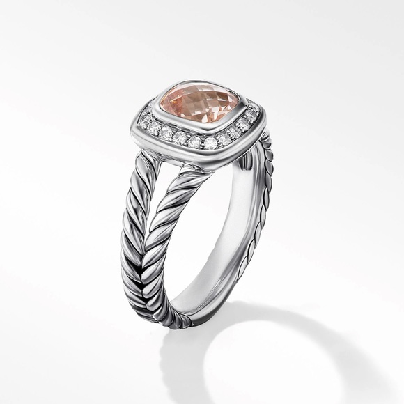 Petite Albion Ring in Sterling Silver with Morganite and Pavé Diamonds - Picture 2 of 6